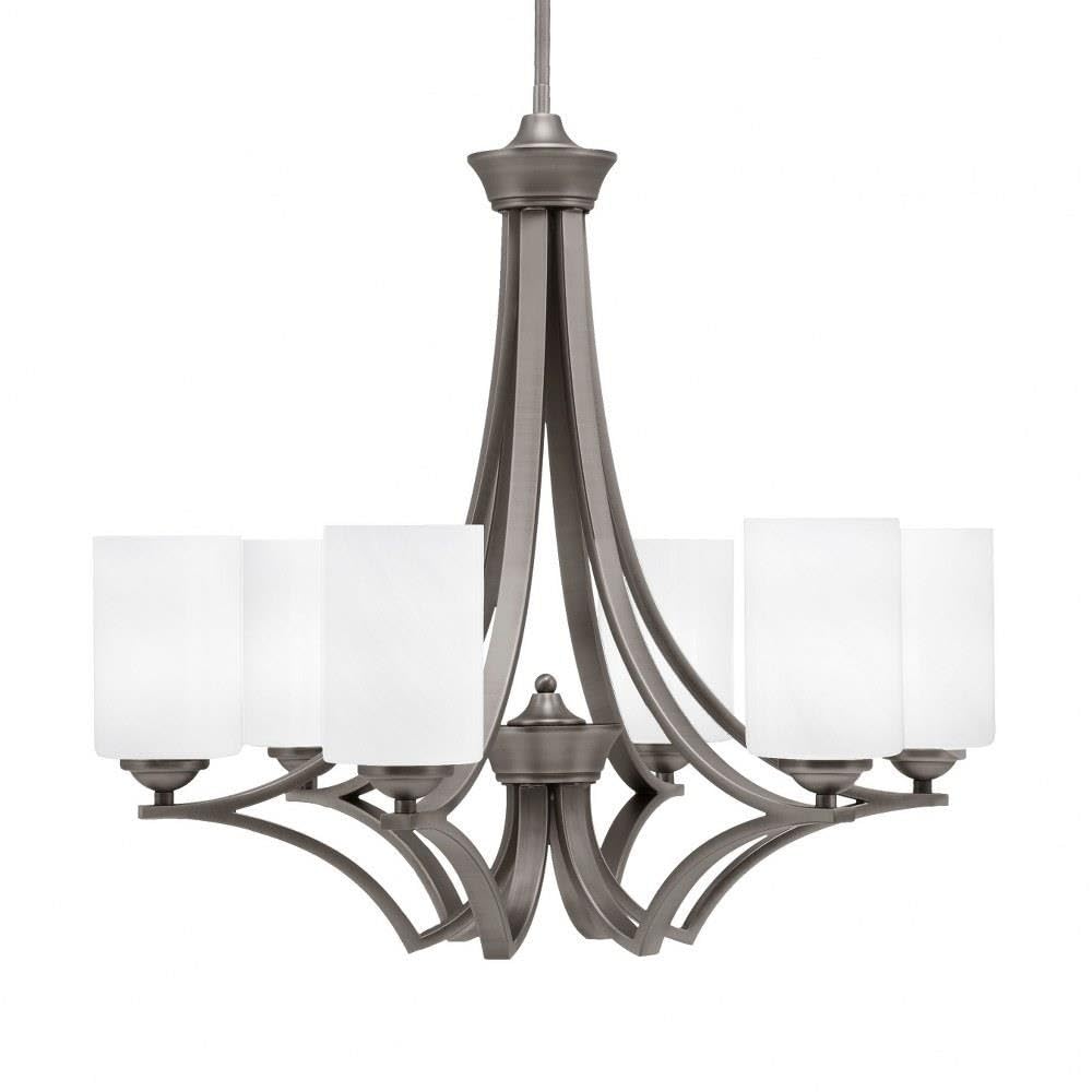 Toltec Lighting 566-GP-3001 Zilo - 6 Light Uplight Chandelier-23 Inches Tall and 24.75 Inches Wide, Finish Color: Graphite, Glass Color: White Marble