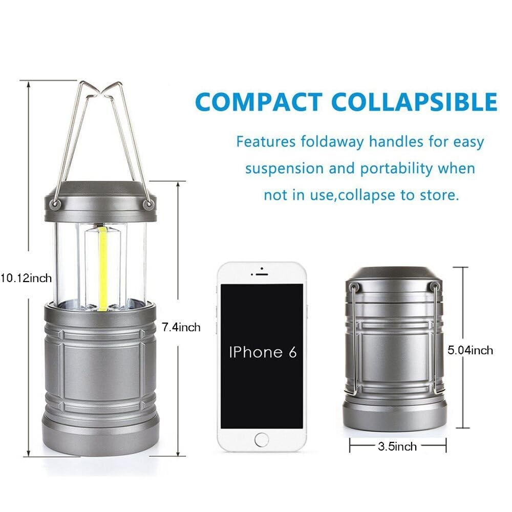 Ploarnovo 2 Pack LED Camping Lanterns - Battery Powered, Gray, Model Ploarnovo-MPN-7-13 - Ideal for Emergencies and Power Outages