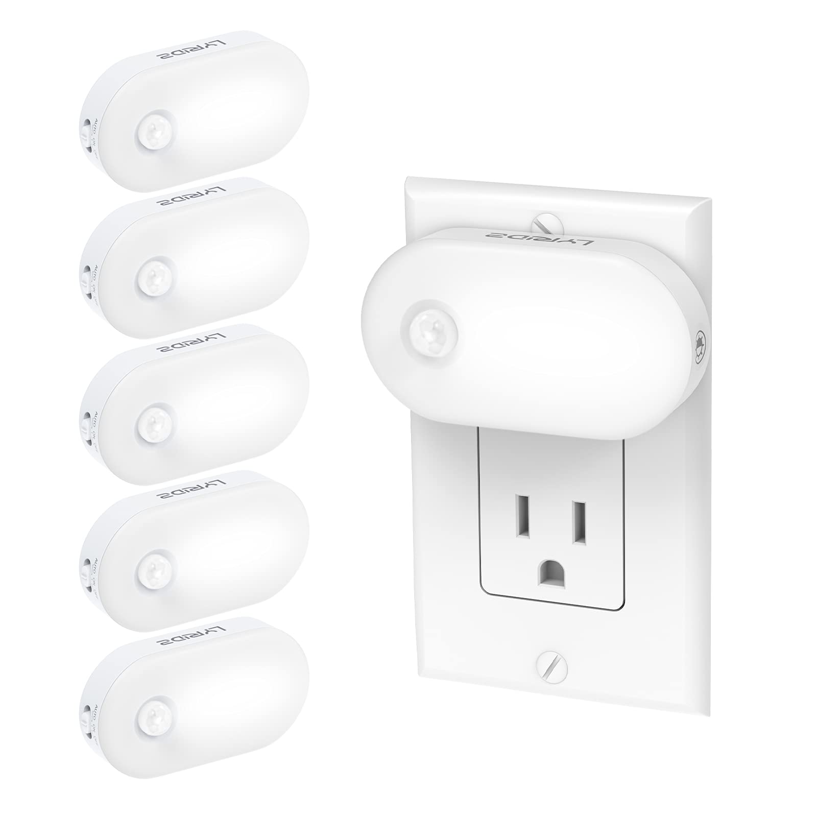 Lyridz Plug-in Night Light Motion Sensor Light Indoor, Bright LED Nightlight 1-120LM Dimmable Smart Night Light for Bedroom, Kit