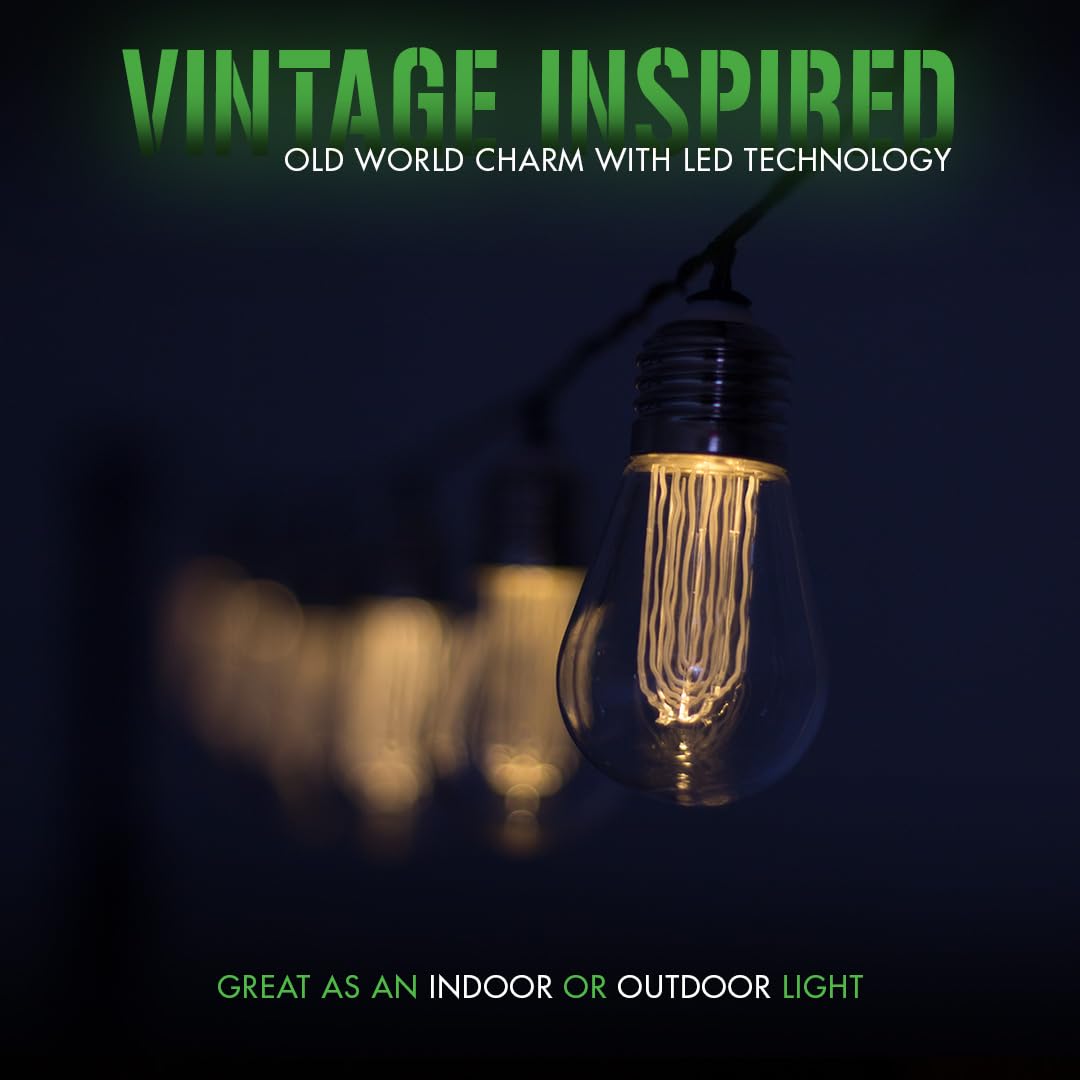LitezAll LED Edison Light Bulb, Warm White, Vintage String Lights, Model LAST14BX624, 6 pcs, Battery Operated