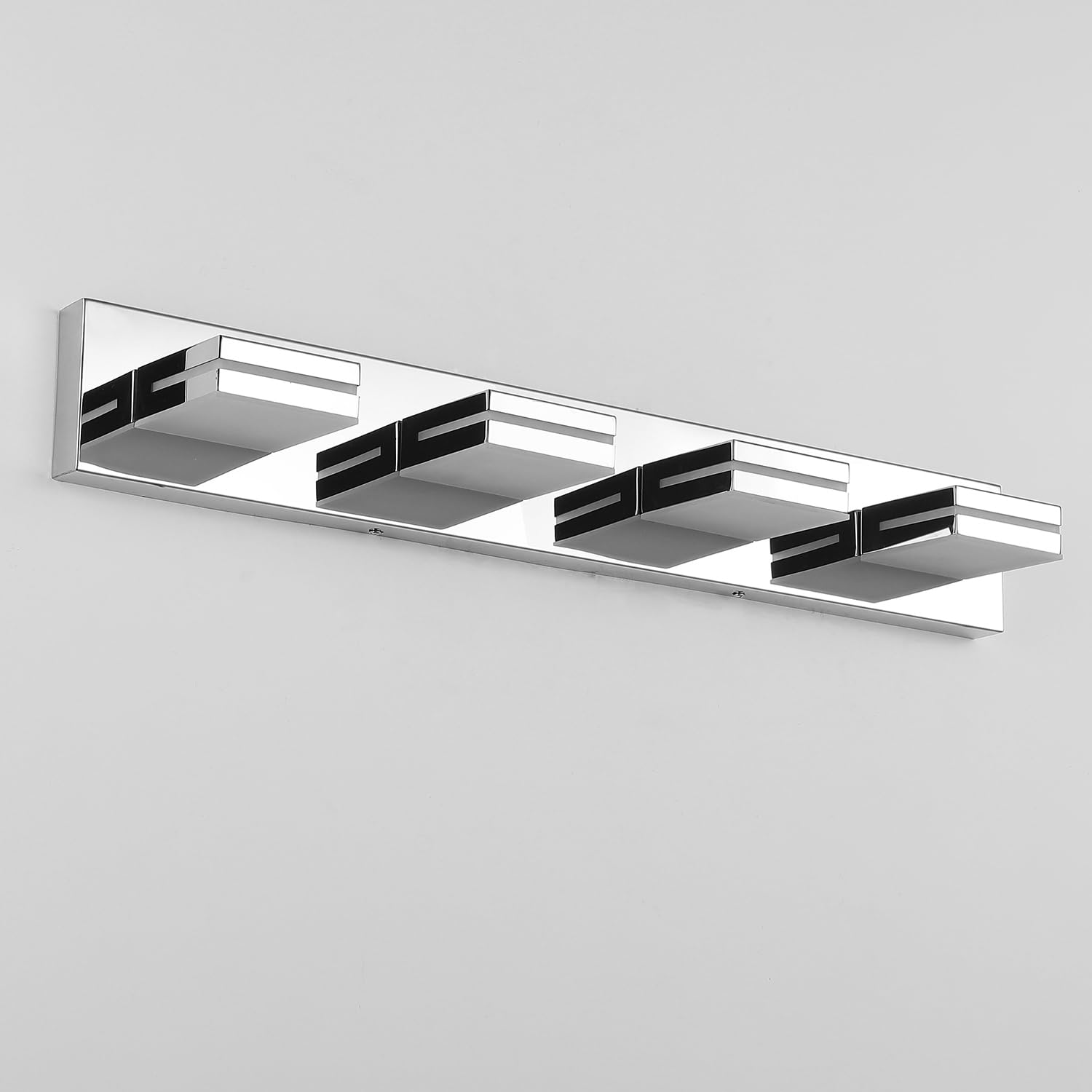 SineRise 4-Light Bathroom Vanity Light Fixture, 30-Inch, Chrome, Modern Acrylic, Model 9553E, Cool White 6000K, Non-dimmable
