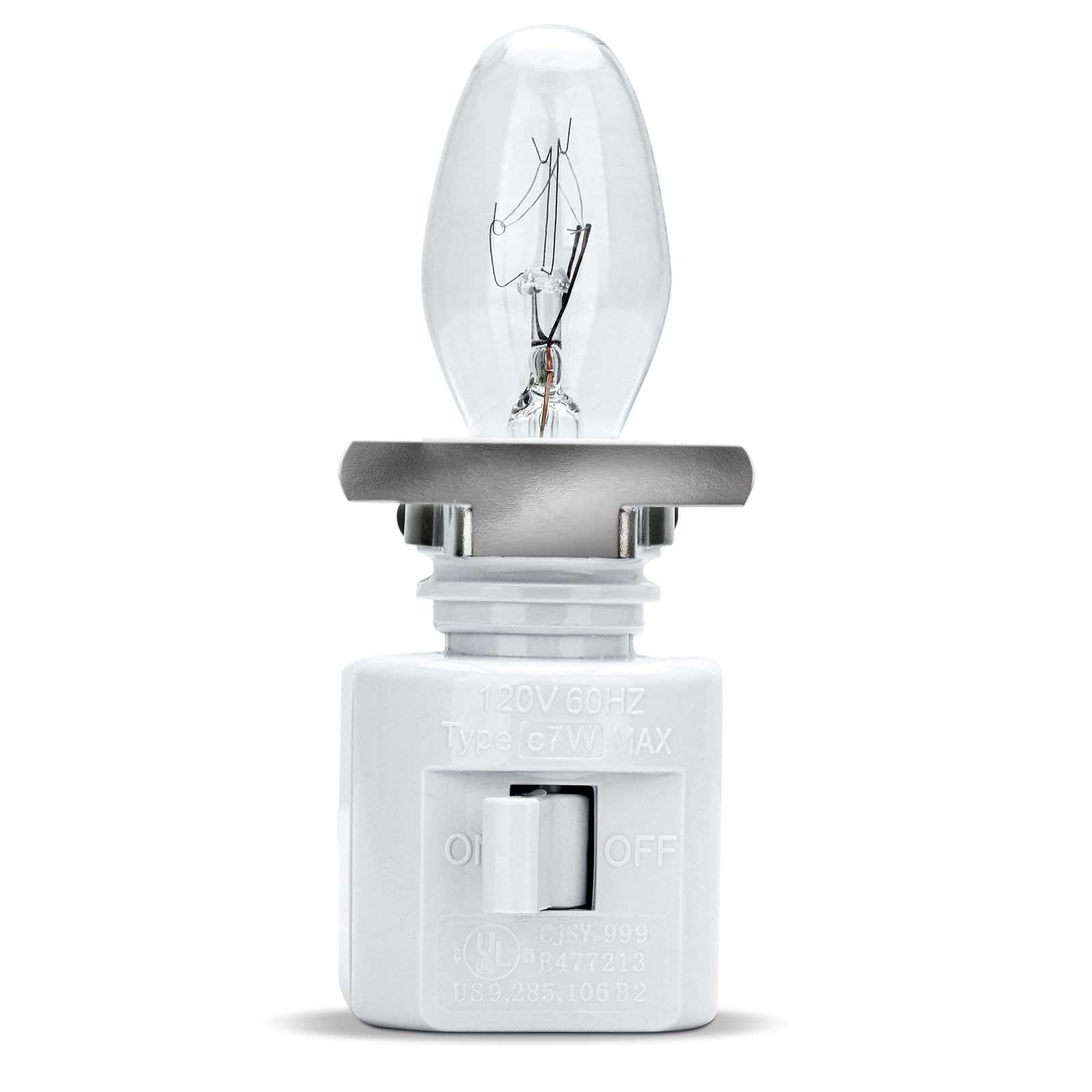 Qvqcwd Plug In Night Light Plug With On/Off Switch And Metal Clip,Inculdes 2 7Watt C7 Clear Bulb And 2 7Watt Orange Bulb