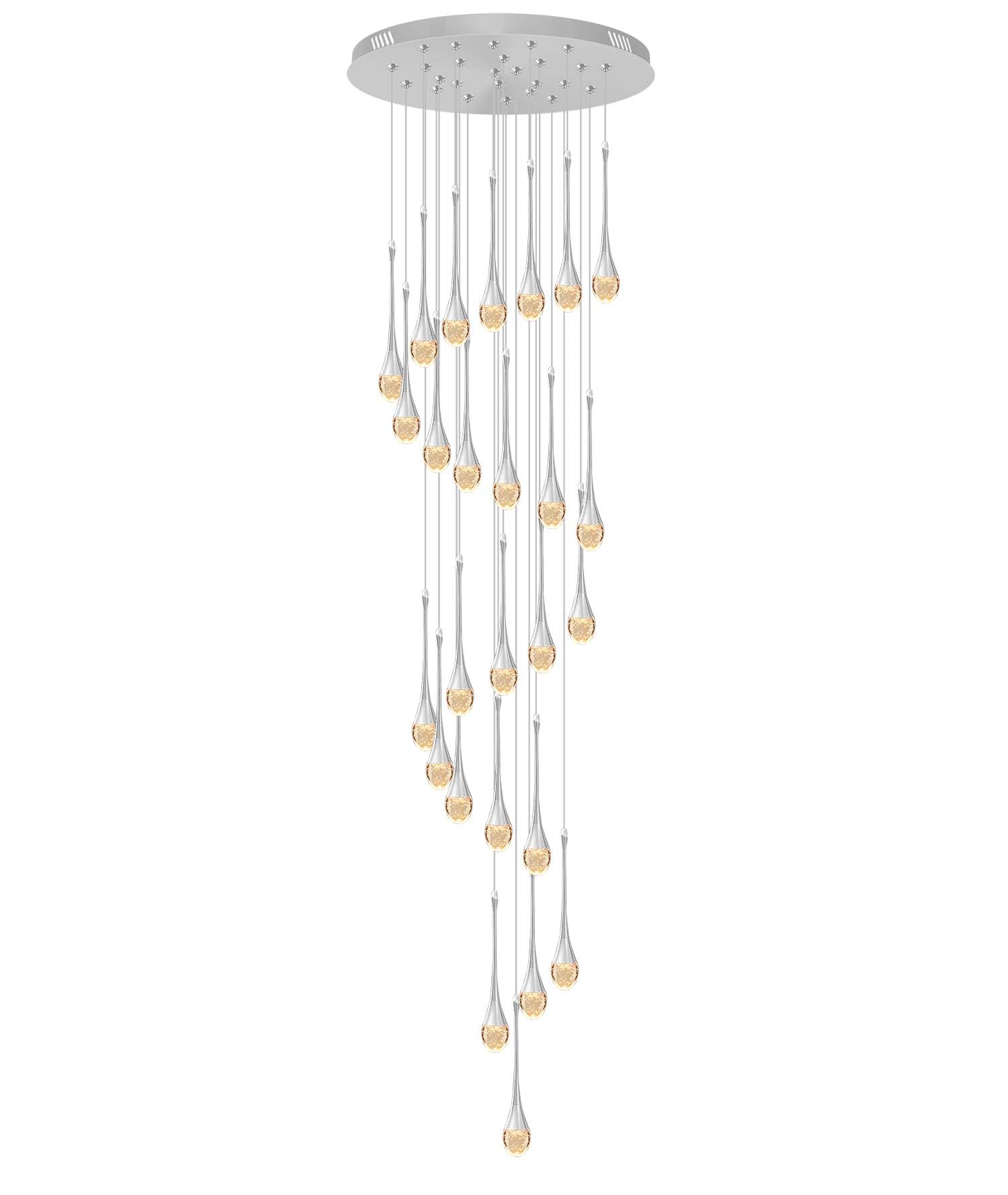 ykolupty Large Crystal Chandelier 138" K9 Raindrop Light 26-Lights Silver Model TP0038-26Y Dimmable 2700-6000K for High Ce