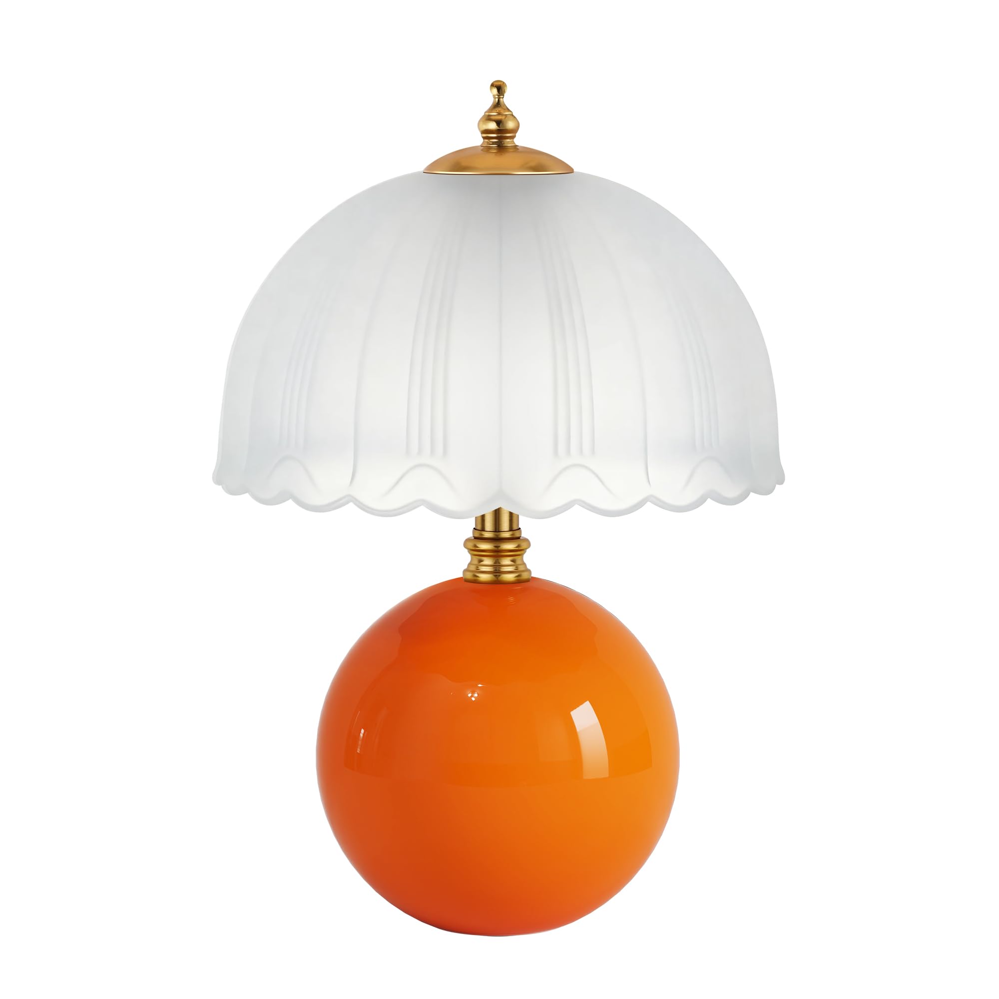 PARTPHONER Mushroom Table Lamp, Ceramic, 3-Way Lighting, Small Bedside Lamp, Orange, Model PALP524AE1