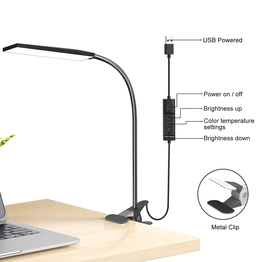 Raoyi Led Desk Lamp, 5W Usb Clip Light, 48 Leds, 3 Modes, 14 Brightness Levels,