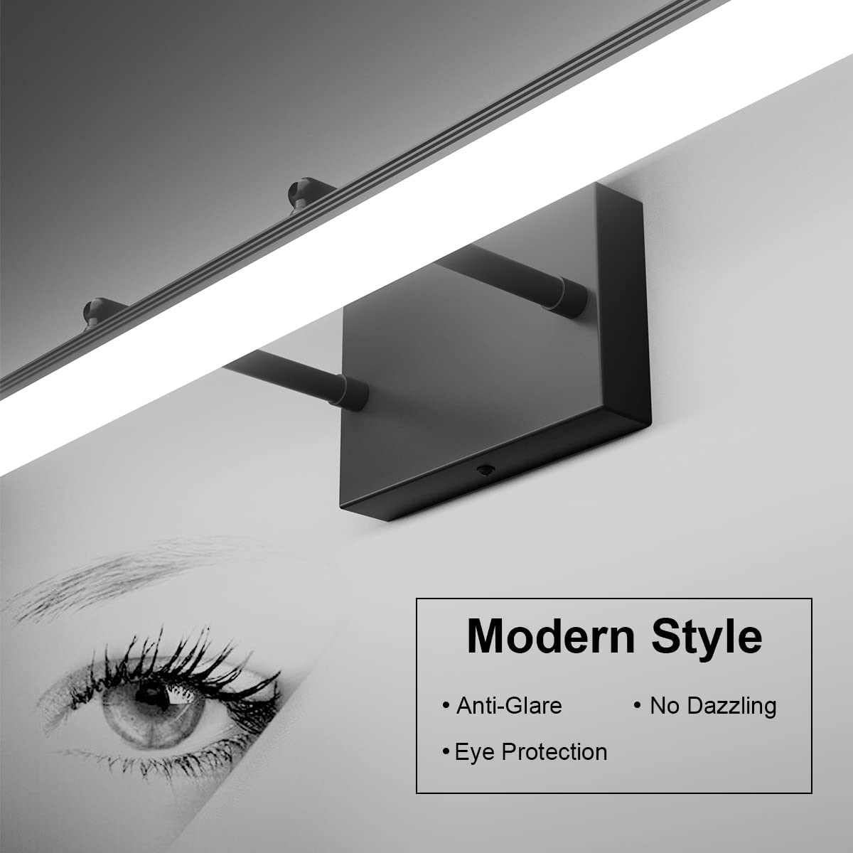 Aipsun 48" Black LED Vanity Light - Modern Adjustable Bathroom Lighting, Model 6480, Premium Aluminum, Rotatable Design