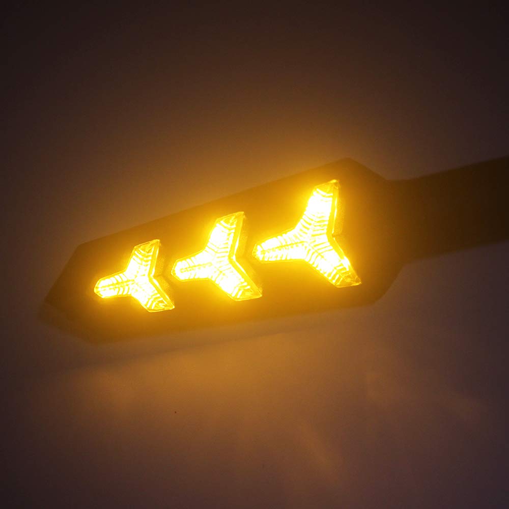 DOPHISALL AUTO 4-Pack Motorcycle Indicators Flowing Turn Signal Lights Y Shape LED Bulbs For Motorbike Scooter Off Road (DC-12V)