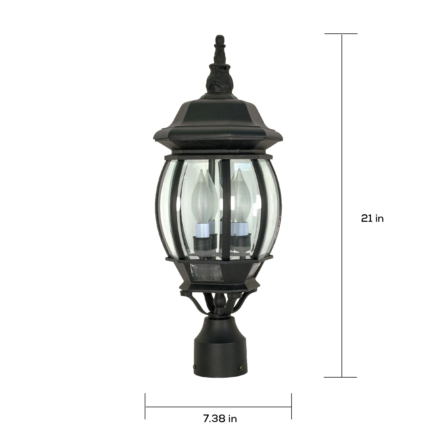 NUVO Central Park 3-Light Outdoor Post Lantern, Black, 60 Watts/120 Volts, 21 x 7.4 Inches - Elegant Exterior Lighting Solution