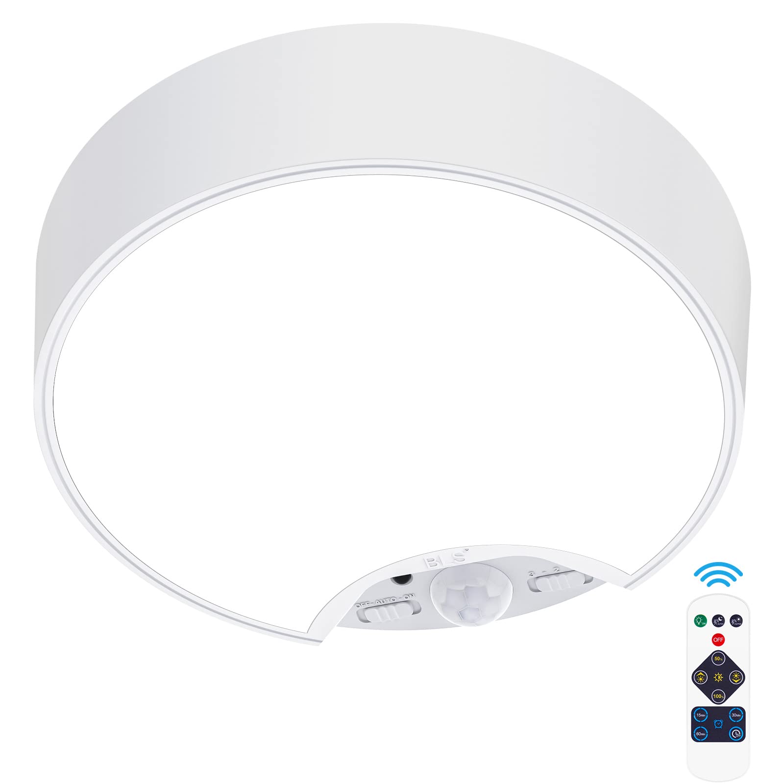 BLS Motion Sensor Ceiling Light with Remote, Battery Operated Light, 120 LED Closet Light Motion Activated, Battery Powered Wire