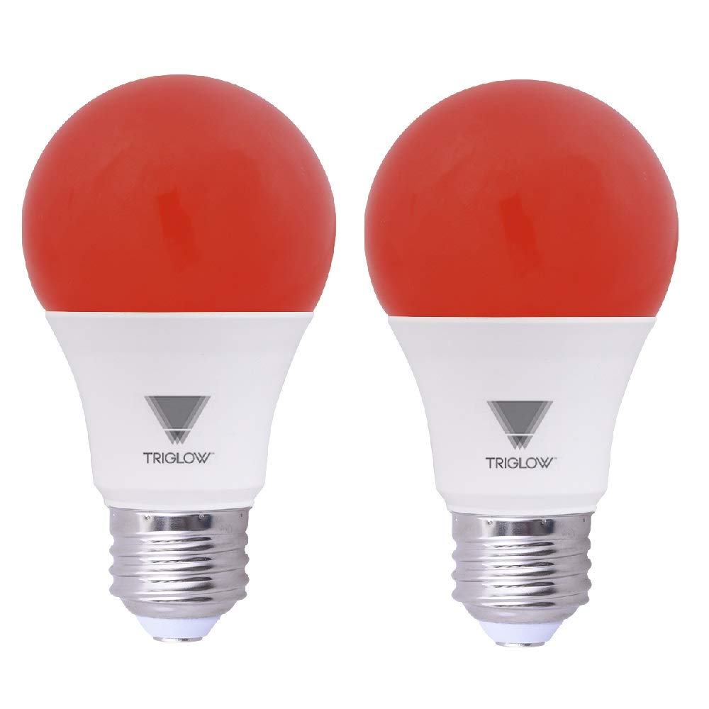 Triglow Red Led A19 Light Bulbs, 9 Watt (60 Watt Equivalent) Red Light Bulb, 2-Pack