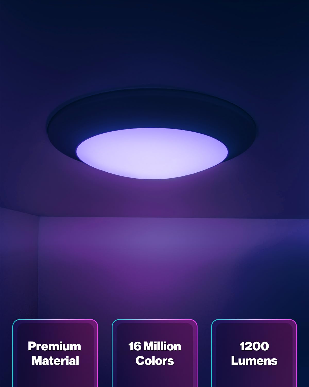 Sunco 12 Pack Smart Disk LED Ceiling Lights, Dimmable, RGB+5000K Daylight, App Controlled, 15W, 1200 LM, Multicolor