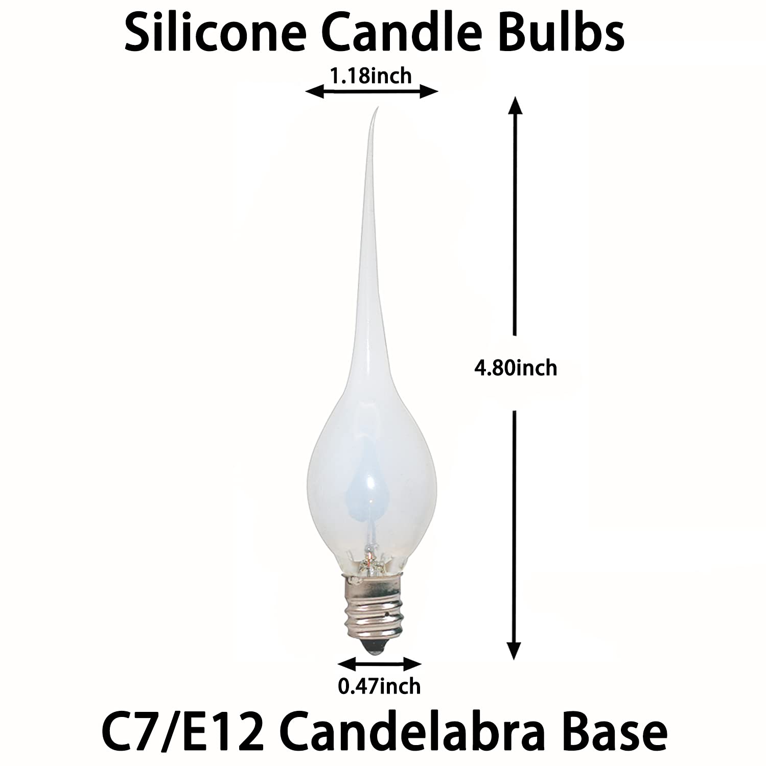 Abeja Flicker Flame Light Bulbs - Silicone Dipped Candle Light Bulbs, 1W, E12 Base, 12 Pack, Country Style, C7 120V