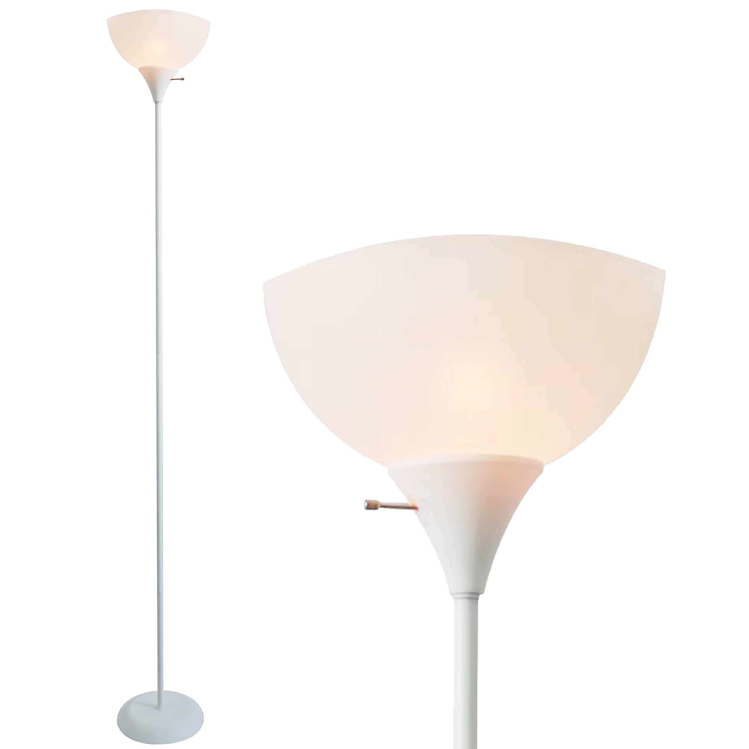 Newhouse Lighting Joey 71-Inch White Torchiere Floor Lamp - Durable Plastic For Home & Office, Model Nhfl-Jo-Wh