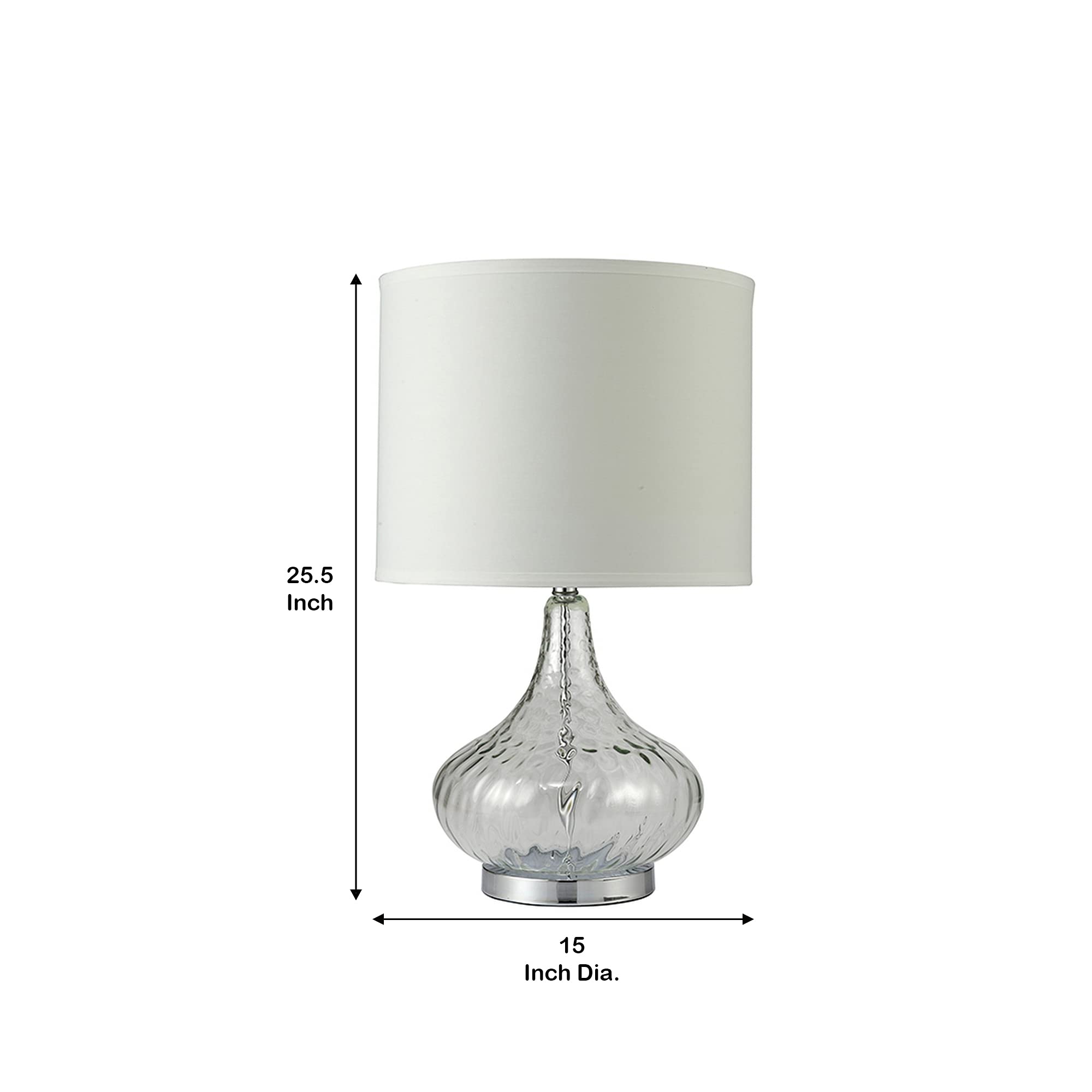 Benzara Table Lamp, Glass Body, Clear and White, Model BM240428