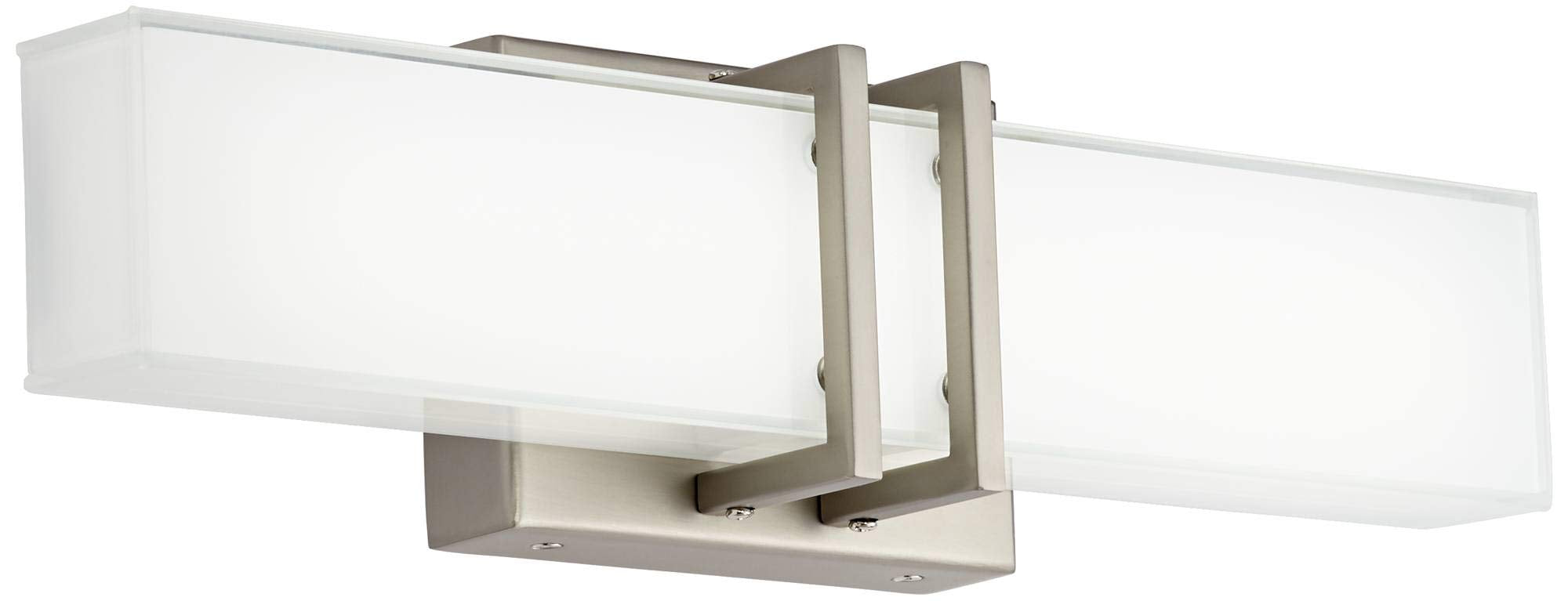 Possini Euro Design Wall Mount Light LED Rectangular 17in Wide Brushed Nickel Metal with Silk Screened Glass Shade Model 5T766