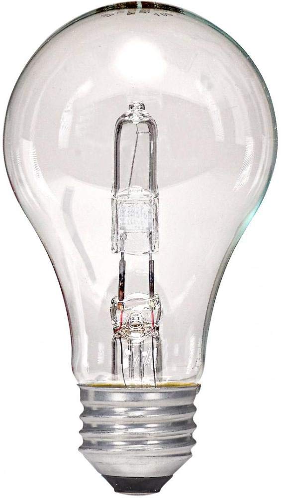 Satco S2402 43 Watt (60 Watt) 750 Lumens A19 Halogen Warm White 3000K Clear Light Bulb, 2-Pack