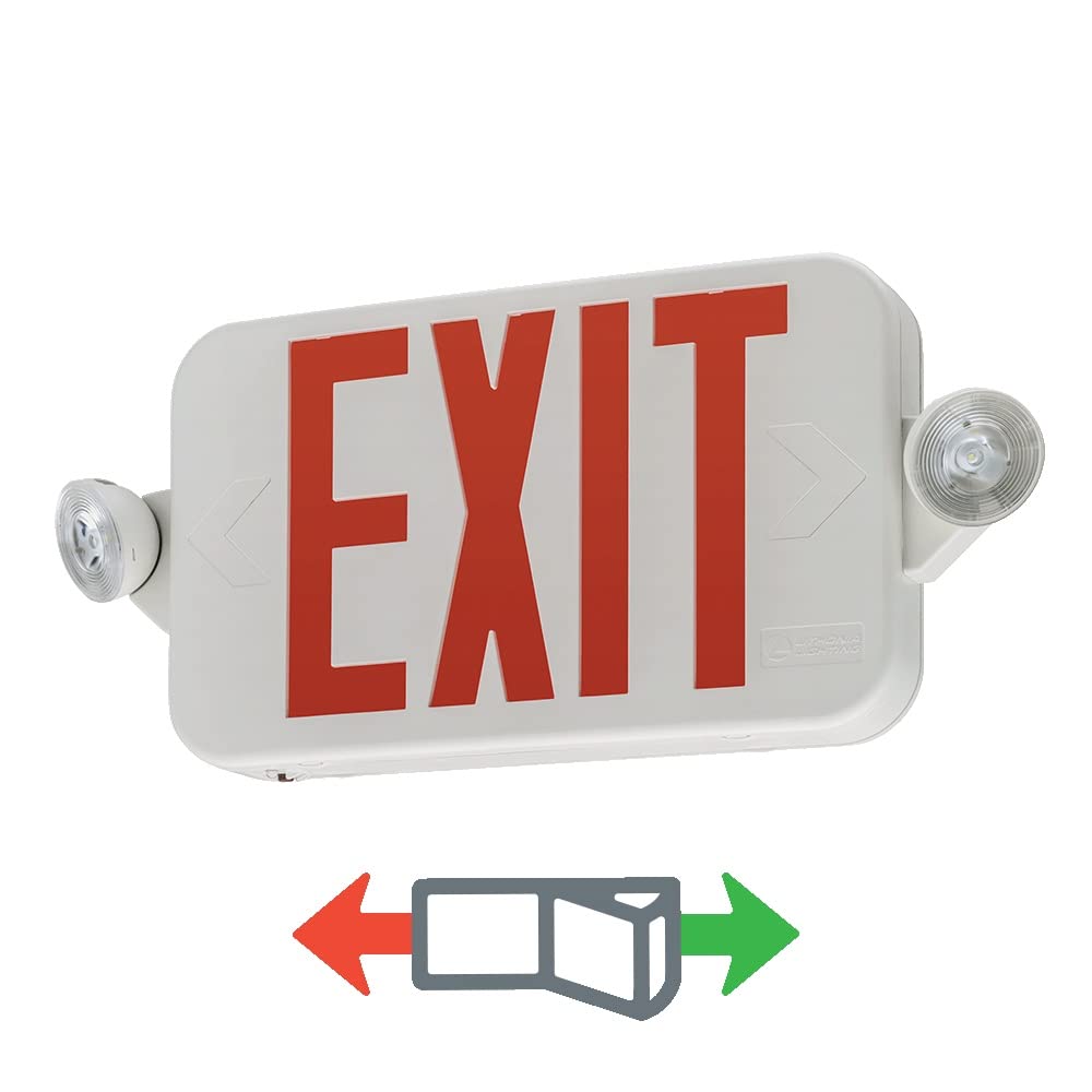 Lithonia Lighting Ecrg Basics Led Exit Sign/Emergency Light Combo, Red/Green Switchable Exit Sign And Emergency Lights For Busin