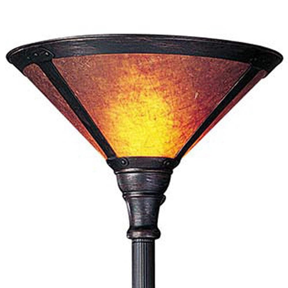 Homeroots 526336 71 In. Rusted Torchiere Floor Lamp With Dome Shade Brown
