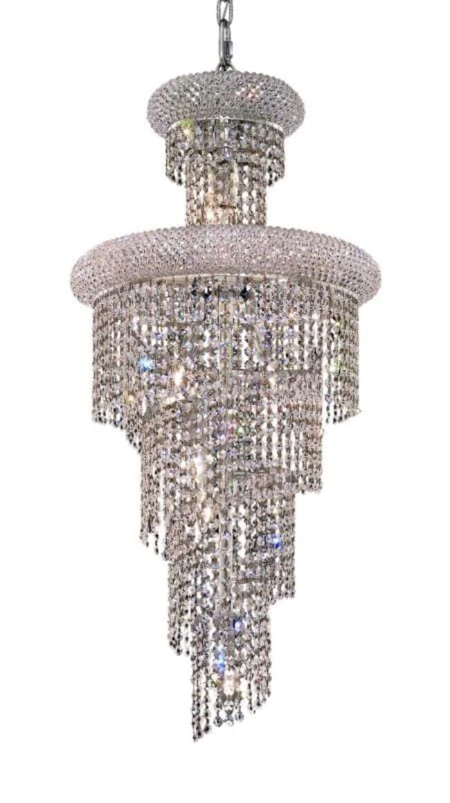 Elegant Lighting 1800SR16c-Rc 16 D x 36 in Spiral collection Hanging Fixture - Royal cut- chrome