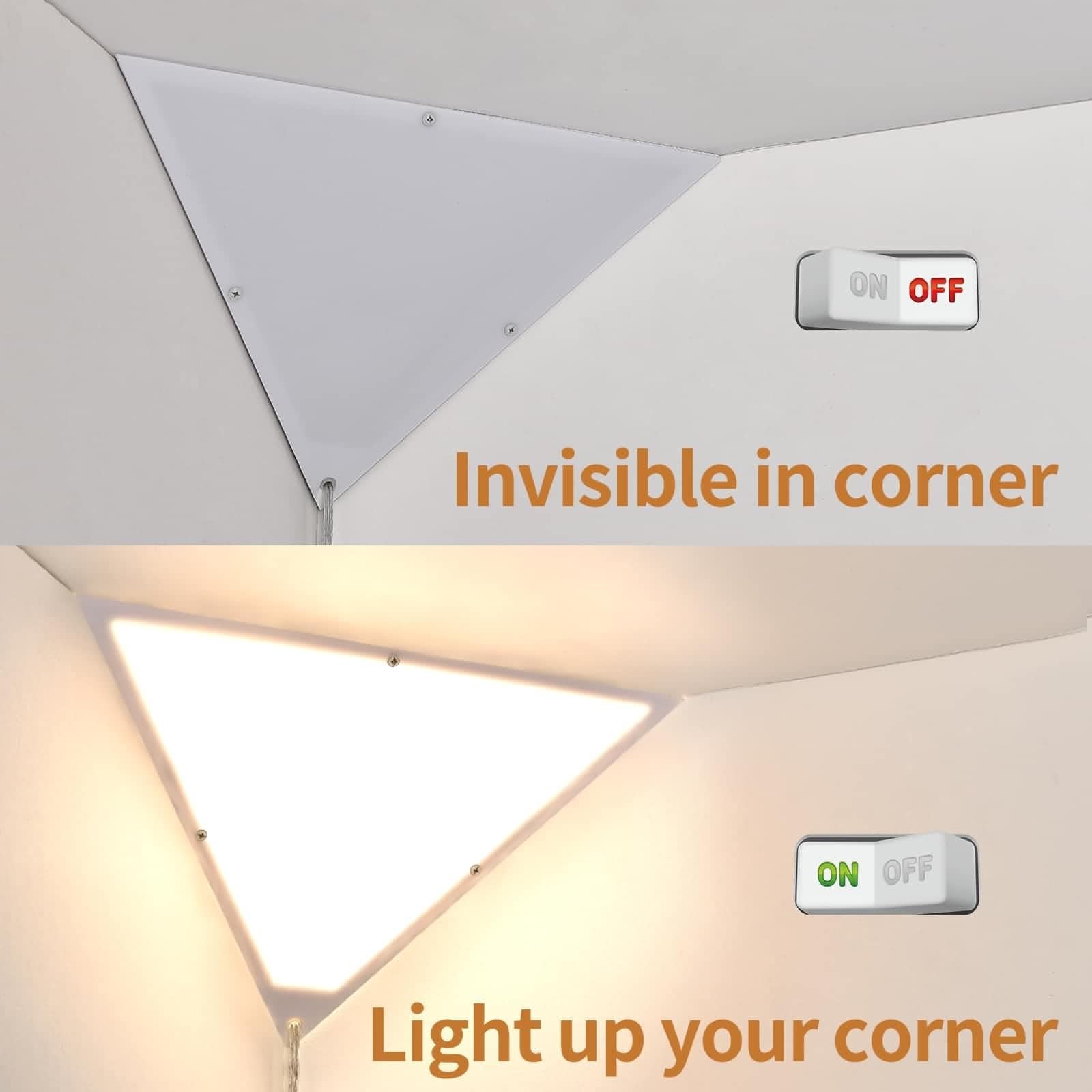 haultop Corner Light - Modern Triangle Ceiling Lamp, Acrylic Shade, 1-Pack, White for Living Room, Office, Bedroom