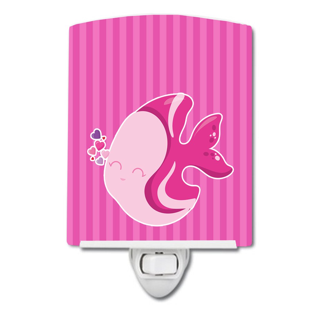 Carolines Treasures BB7131CNL Pink Fish Ceramic Night Light Compact, ULCertified, Ideal for Bedroom, Bathroom, Nursery, Hallwa