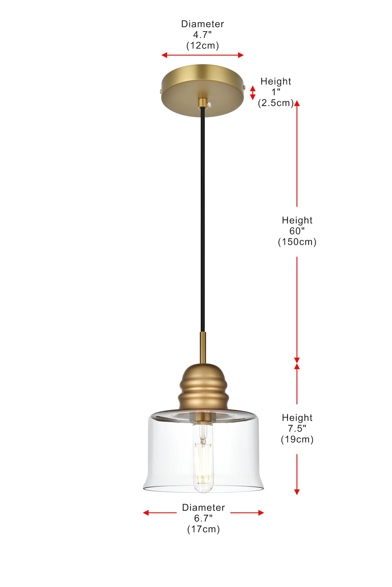 Living District Indoor Modern Home Decorative Bright Ceiling Kenna 1 Light Chrome Pendant with Clear Glass
