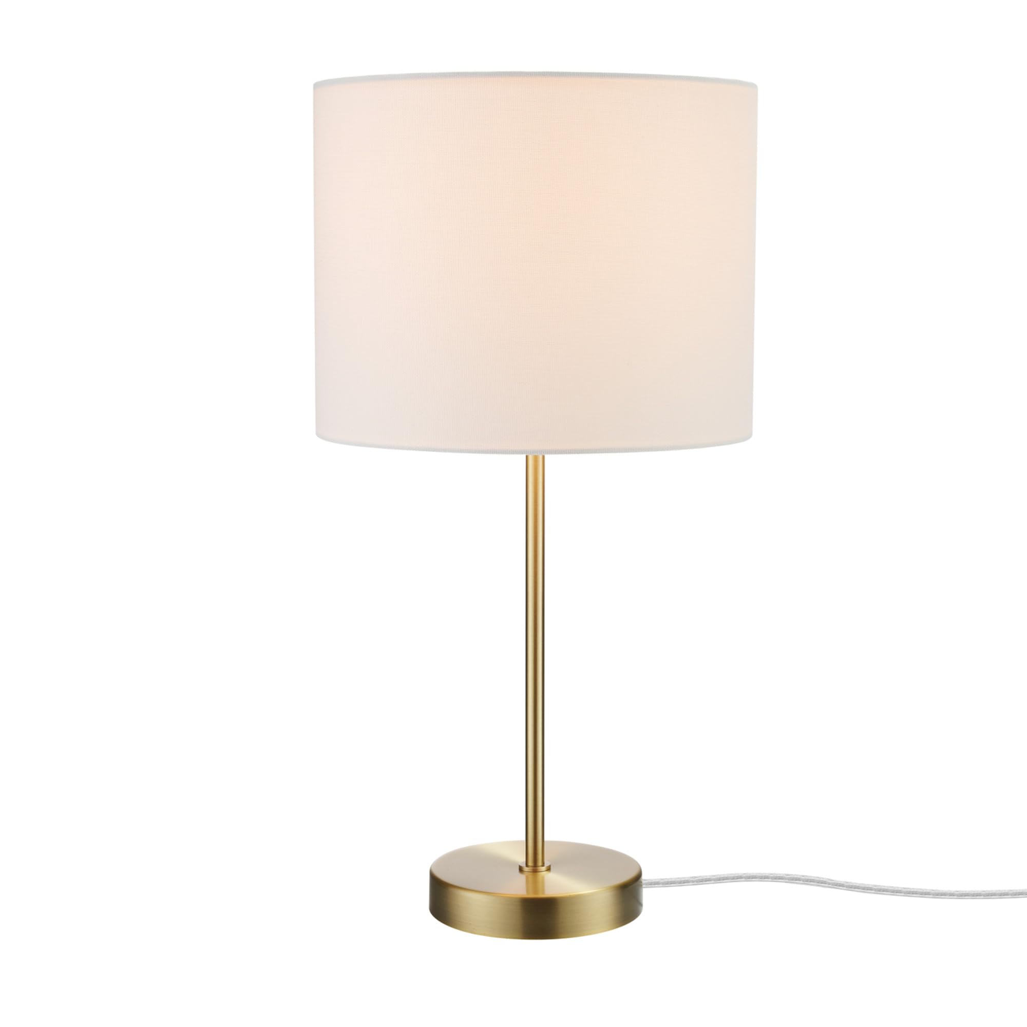 Globe Electric 67539 Versa 19 Table Lamp - Matte Gold, Metal With White Linen Shade, On/Off Switch