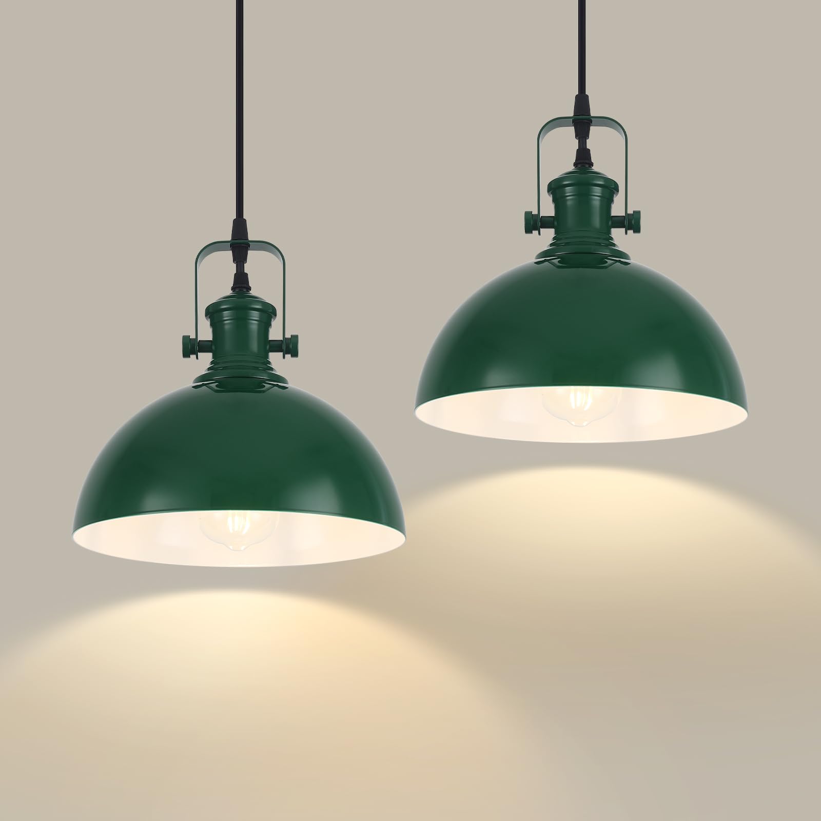 LWWHQ Green Farmhouse Pendant Light, 9.8 inches Industrial Pendant Light, Modern Pendant Lights for Kitchen Island Bedroom Livin