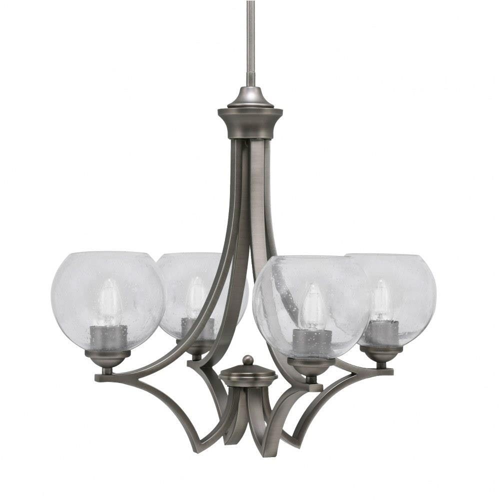 Toltec Lighting 564-GP-4100 Zilo - 4 Light Uplight Chandelier-19.75 Inches Tall and 20.75 Inches Wide, Finish Color: Graphite, Glass Color: Clear Bubble