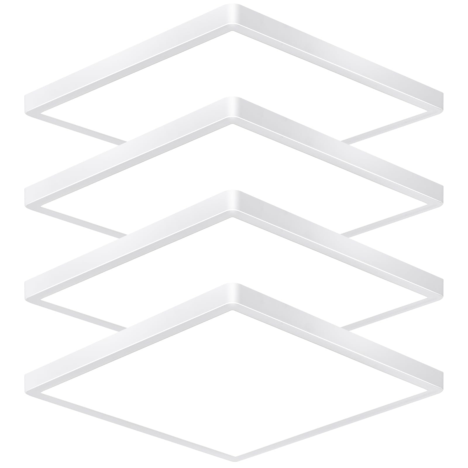 Rezant 12 Inch 24W Square Led Flush Mount Ceiling Light Fixtures, 3000K/4000K/6000K Adjustable Led Ceiling Light, 2800Lm Bright Flat Ceiling Light Fixture For Bedroom, Kitchen, Hallway (White-4 Pack)