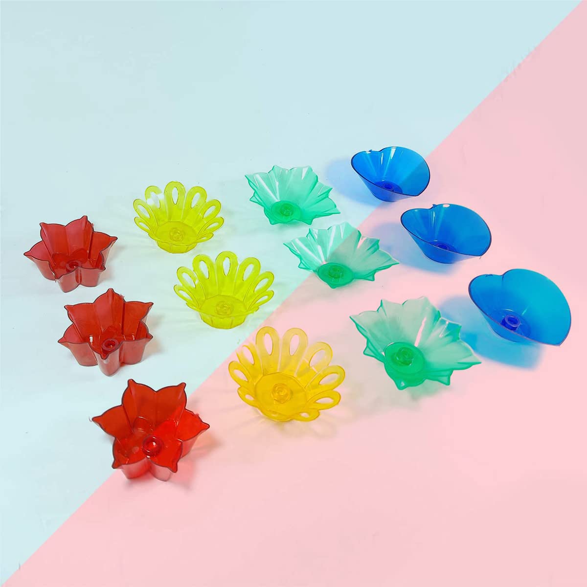 Primelife 12 Designer Transparent Diya Colorful Reflection Diya Combo multicolor Oil Diye for Decoration