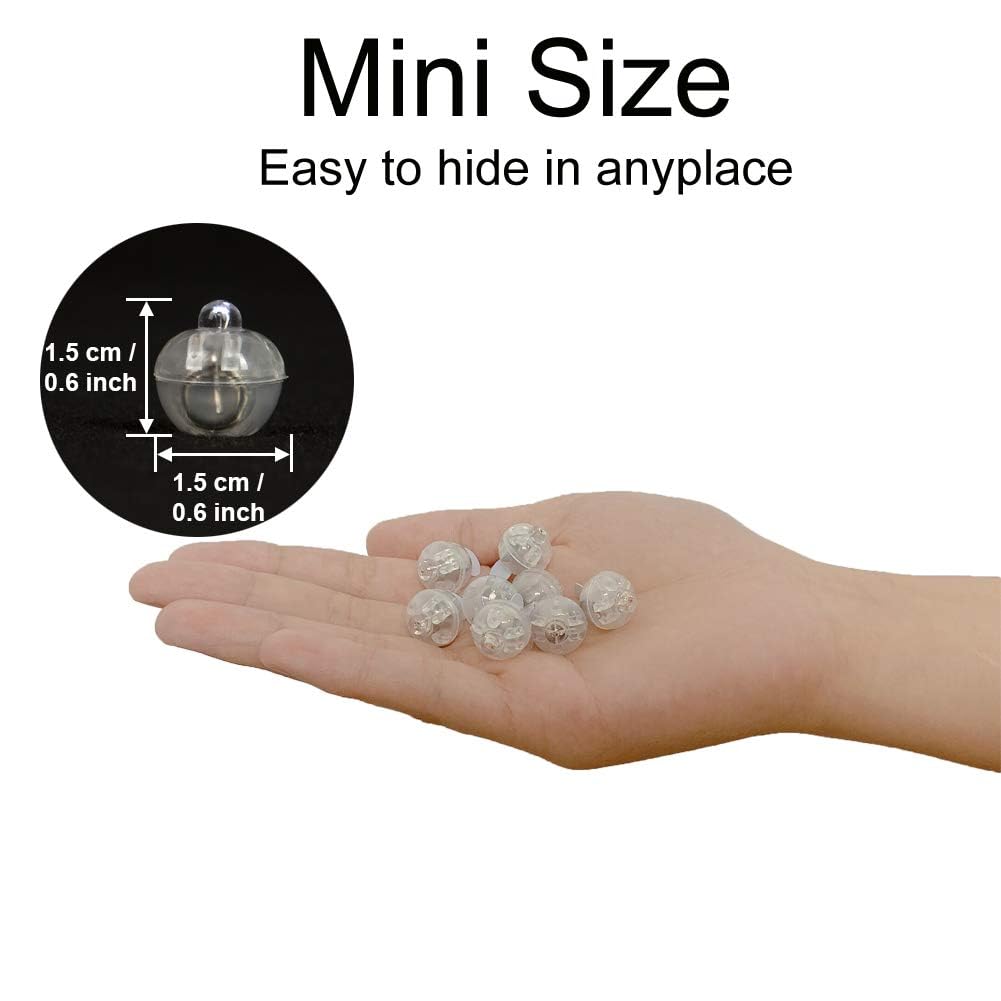 JJGoo 50pcs Warm White LED Balloon Lights - Waterproof Mini Round Balls for Party, Wedding, Halloween & Christmas Decoration