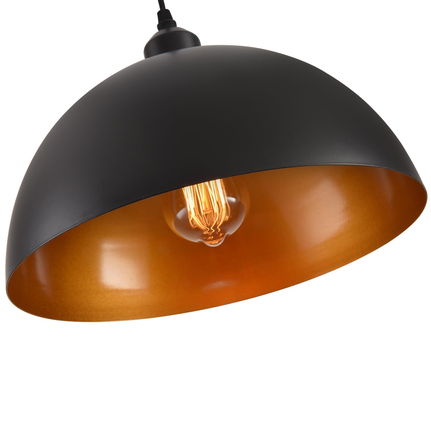 Aojunsansan Plug In Pendant Light 2 Pack Industrial Hanging Lamp With Golden Finish Inside Black Vintage Pendant Lighting Fixtur