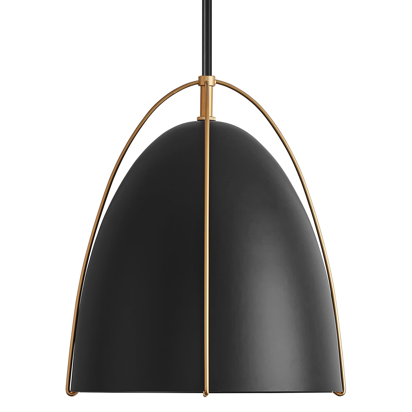 Fookchak Black Dome Pendant Light 3-Light Large Pendant Light Fixture 12In Black Gold Pendant Lighting For Kitchen Island Dining