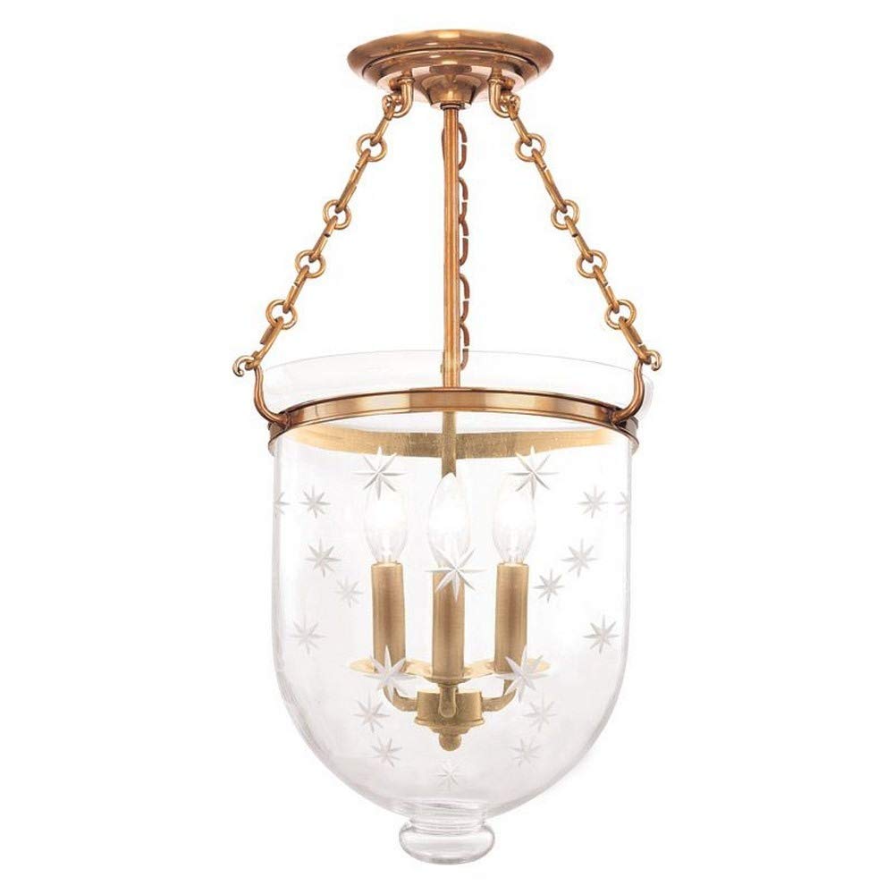 Hudson Valley Lighting 253-AGB-C3 Hampton - Three Light Flush Mount with Star Pattern Glass - 12 Inches Wide by 20.25 Inches Hig