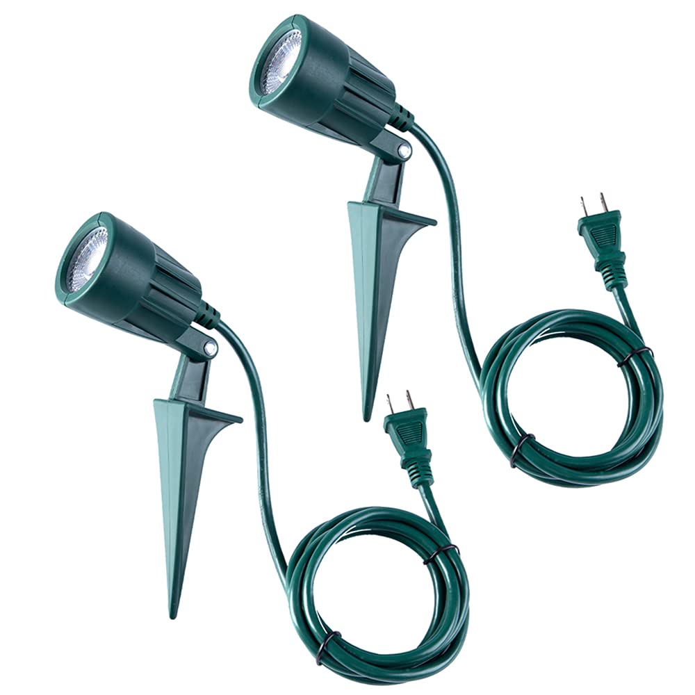 AizzKry Outdoor Spotlight Plug in, Weather Resistant, Heavy Duty Stake, Landscape Light for Yard, Tree, Flag, Holiday Decor, 6FT