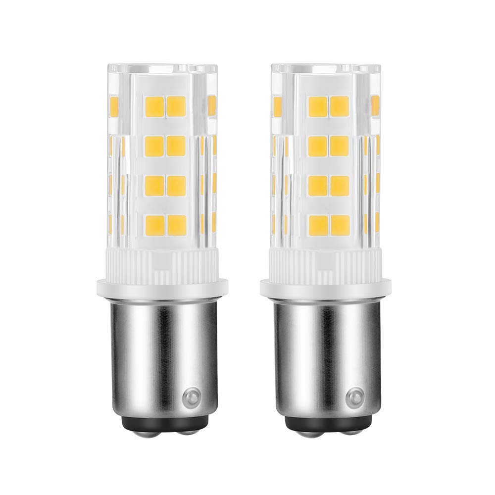 2-Pack Sewing Machine Light Bulb Double Contact BA15D Push in Bulb Daylight White 6000K 15T7DC Base Replacement for Singer ,Kenm