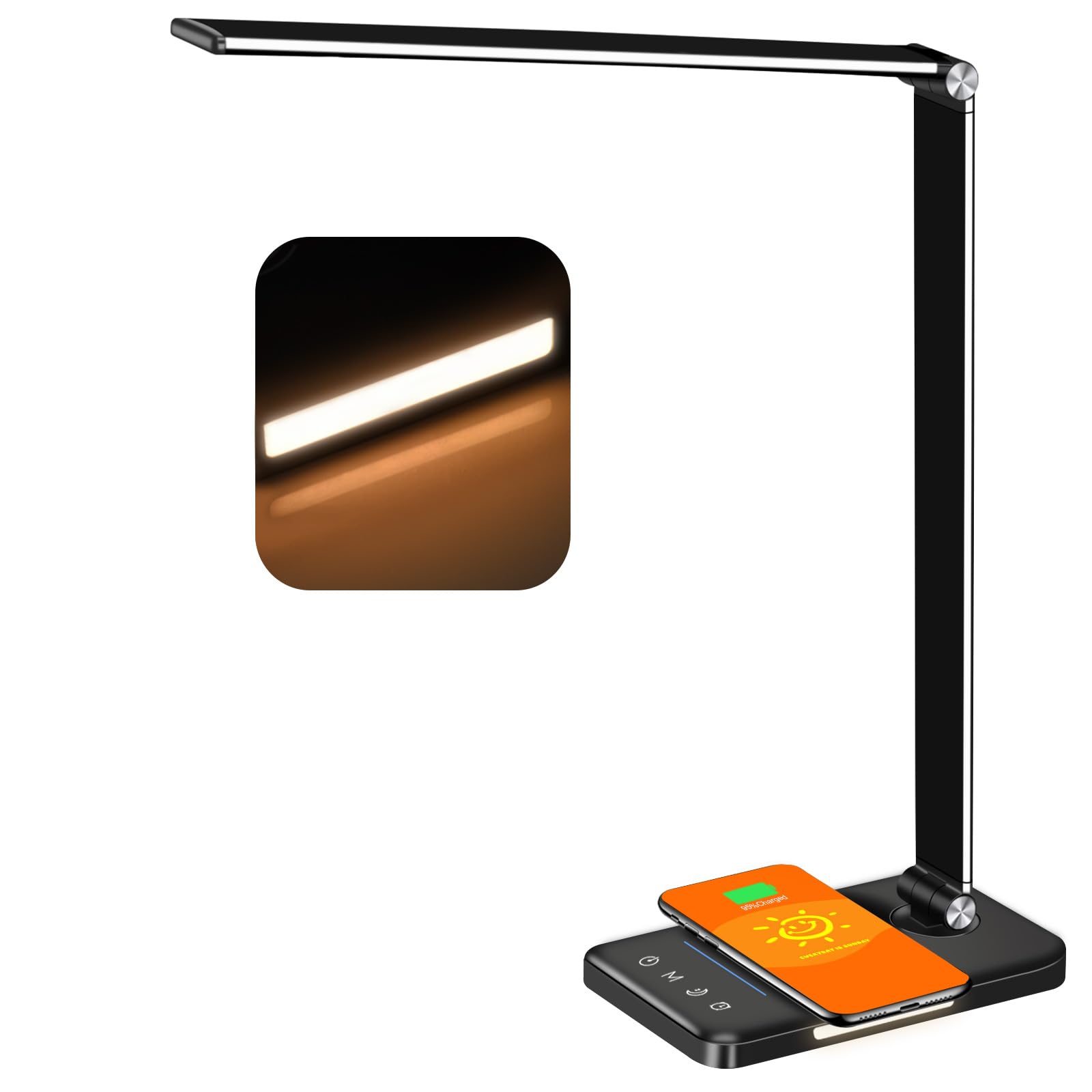 AFROG 8-in-1 4th Gen Multifunctional LED Desk Lamp with 10W Fast Wireless Charger,USB Charging Port,1200Lux Super Bright,5 Light