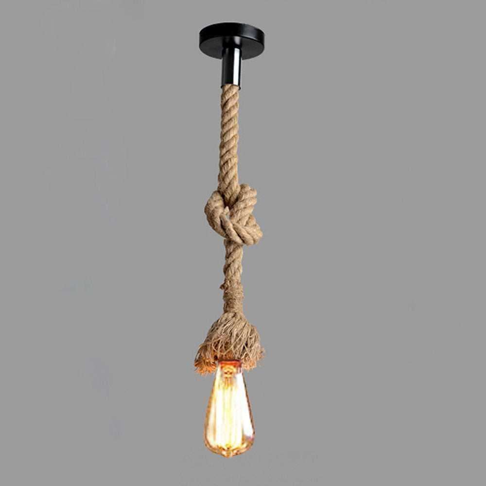 Ctkcom 1 Head 1 Meter Vintage Hemp Rope Pendant Light Fixture E26/E27 Base, Vintage Ceiling Light Lamp,Retro Style For Dining Ha