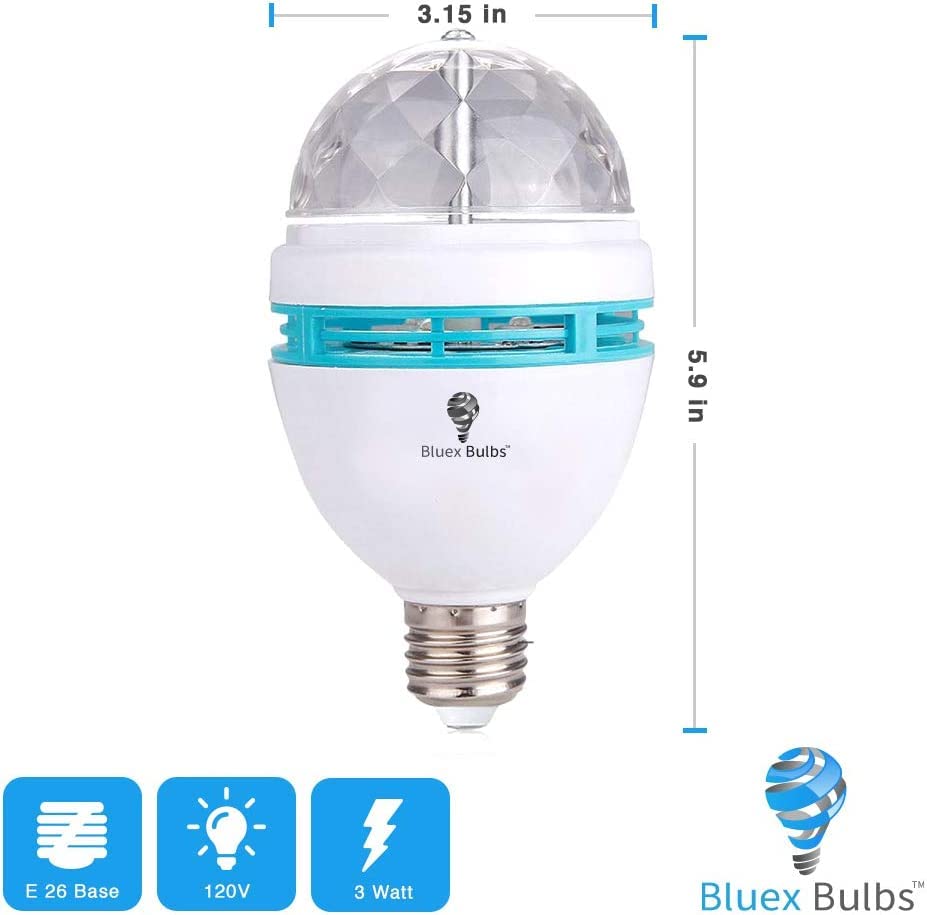 8 Pack Color Rotating Bulb E26, Rgb Color Changing Party Led Bulbs Colored Led Strobe Light Bulb Multi Crystal Stage Lights For