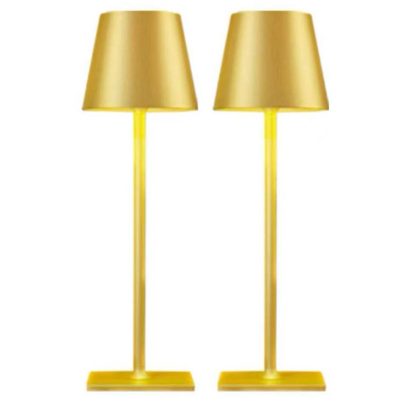 LamparaDecor Gold Cordless Table Lamps - Set of 2, 6000mAh Rechargeable LED Lighting for Patio, Dining Table, Kitchen Countertop