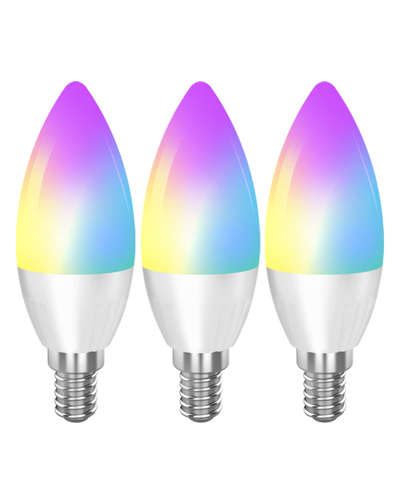 Cmars Led Smart Candelabra E12 Bulbs, Dimmable Rgb, Works With Alexa & Google Home, 3 Pack