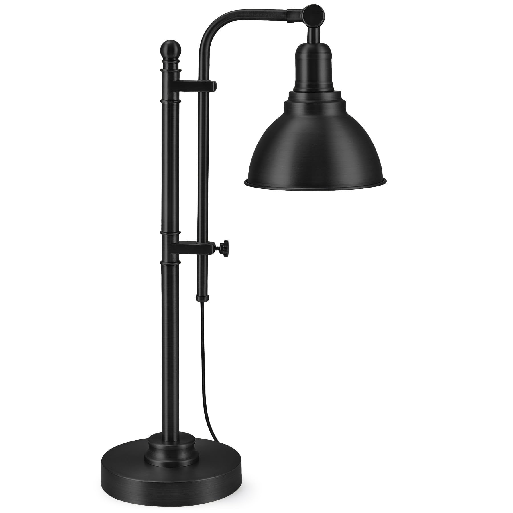 VONLUCE Rustic Desk Lamp Black Adjustable, Industrial Style Metal Task Lamps 25-29, Vintage Work Light, Farmhouse Reading Lamp i