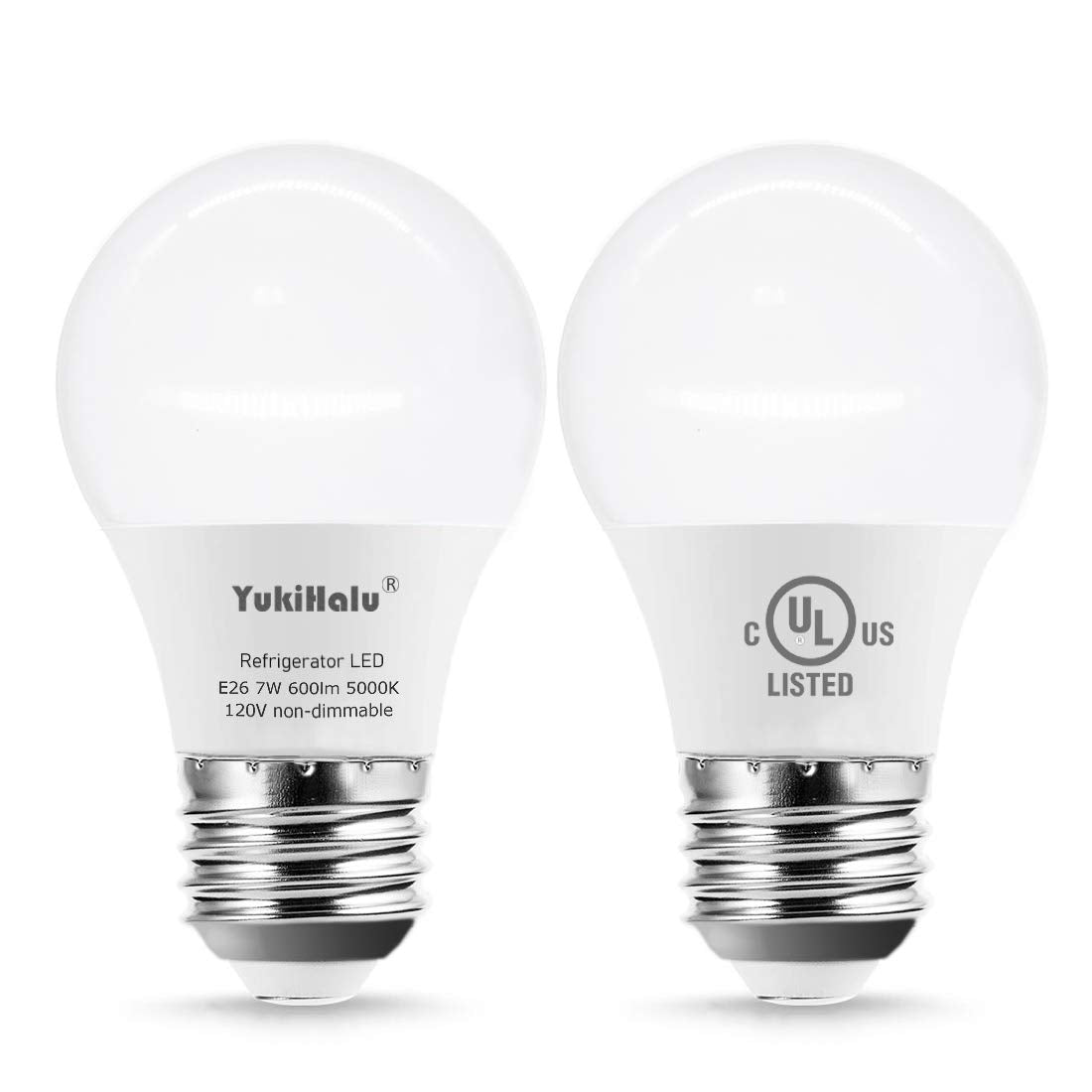 Yukihalu Led Refrigerator Light Bulb 60W Equivalent A15 Appliance Fridge Bulbs, Waterproof 600 Lumen 7W 120V Daylight 5000K E26