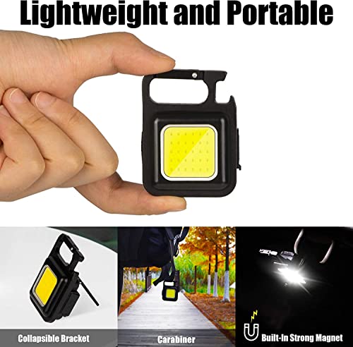 Linist Cob Small,500Lumens Bright Rechargeable Keychain Mini Flashlight 3 Light Modes Portable Pocket Light With Folding Bracket