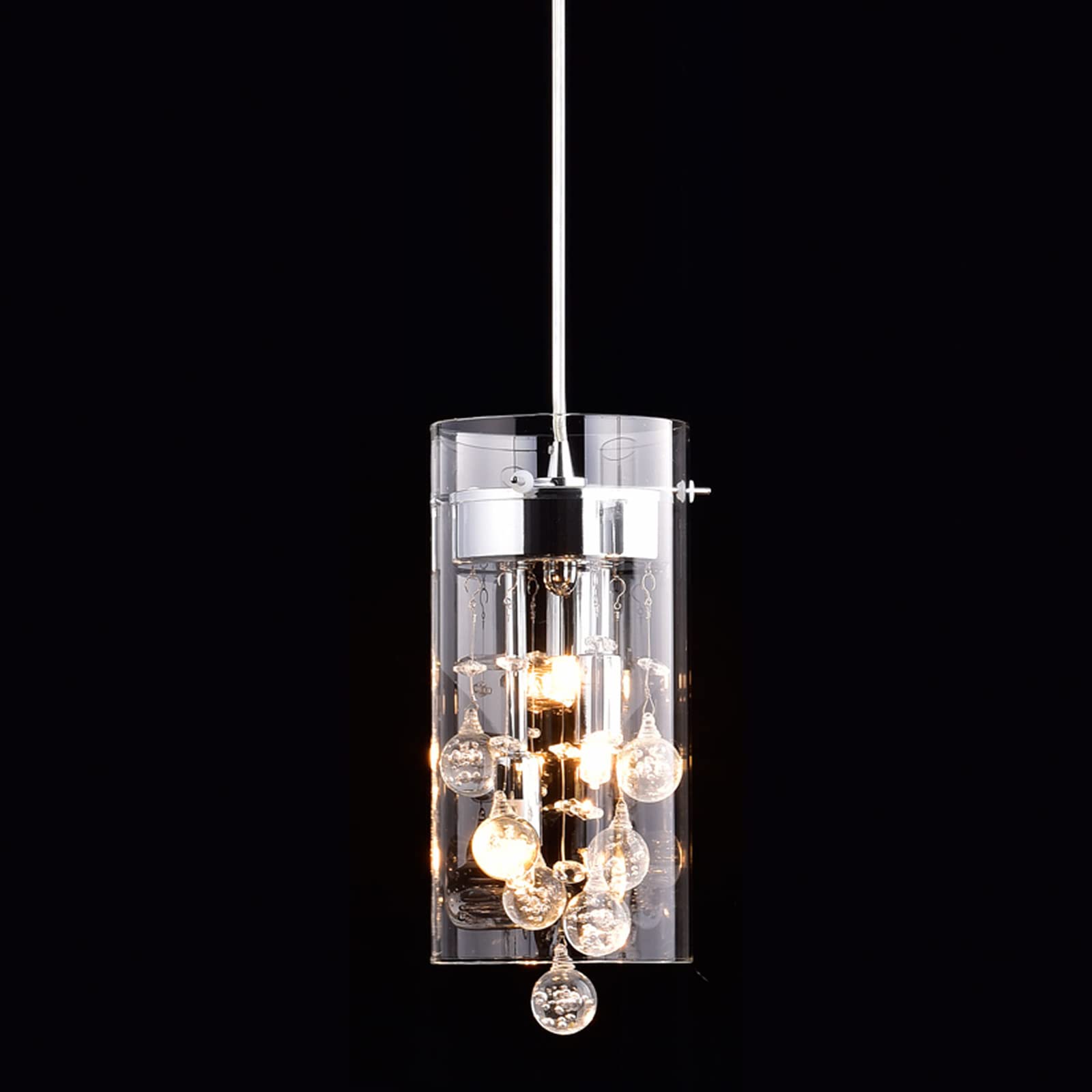 AXILAND G9 Pendant Light Fixtures Dimmable Adjustable Brush Nickel Clear Crystal for Kitchen Dining Room Model 00WBS605-1
