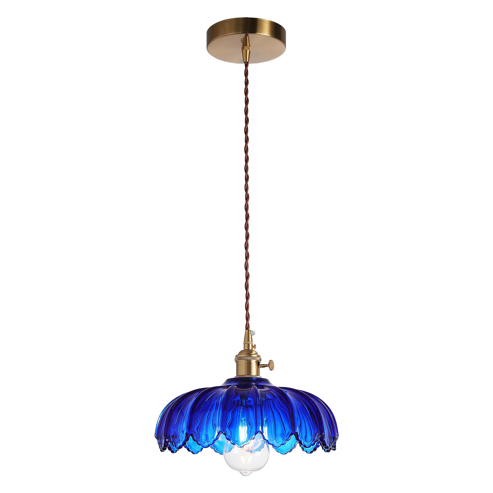 XZHGCEE Pendant Lights Kitchen Island:Vintage Blue Pendant Light Fixtures Glass Small Pendant Light Dining Room, Blue Hanging La