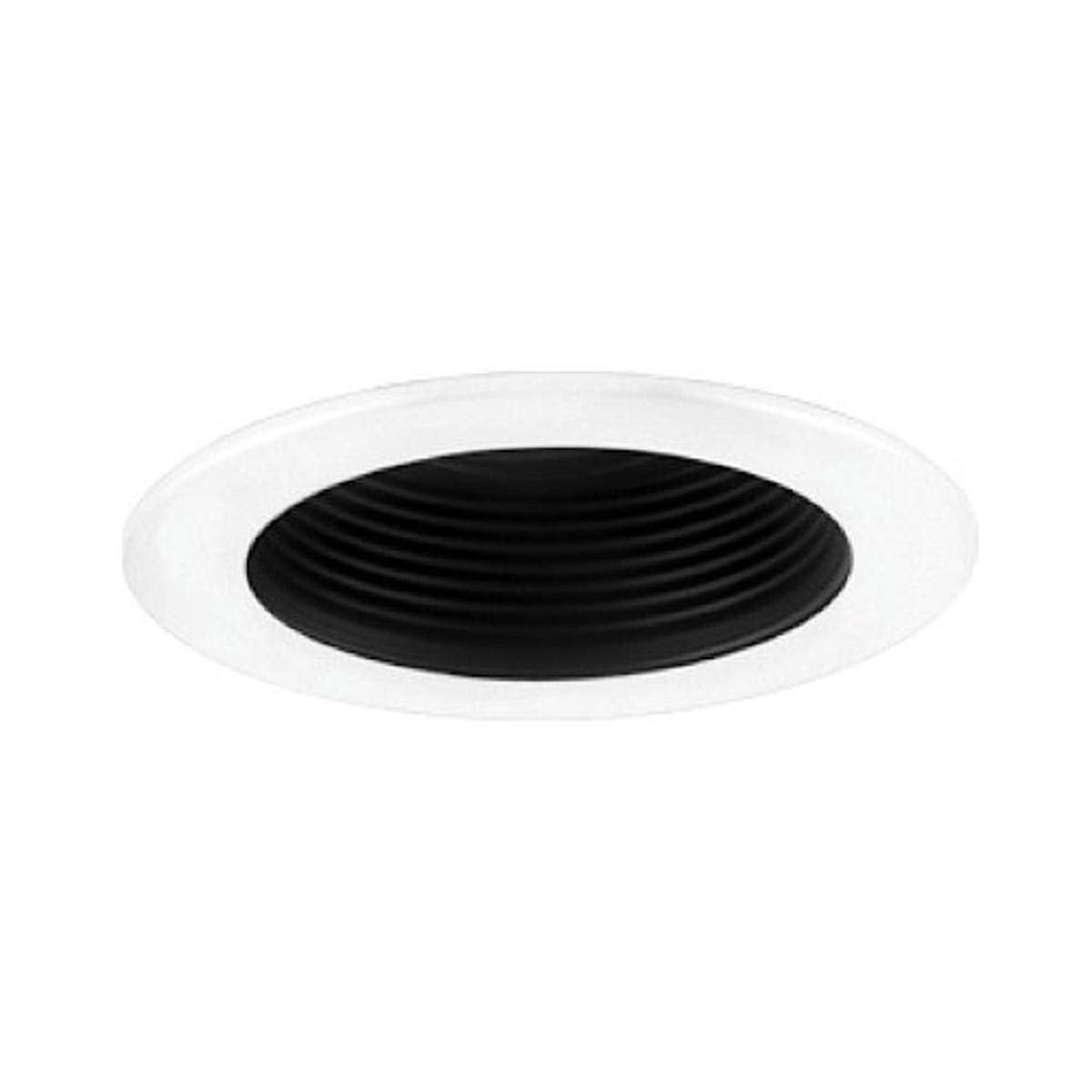 Jesco Lighting TM201BKWH 2-Inch Aperture Line Voltage Trim Recessed Light, Step Baffle, Black Finish with White Trim