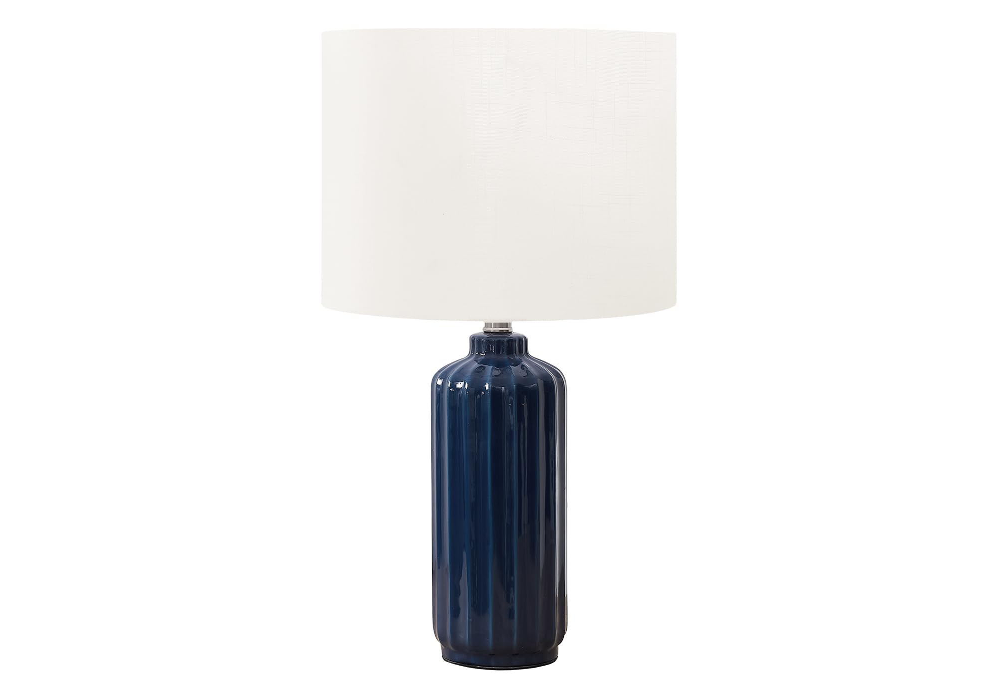 Monarch Specialties I 9870 Table Lamp, 23in H, Blue Ceramic, Ivory Shade, Contemporary Design