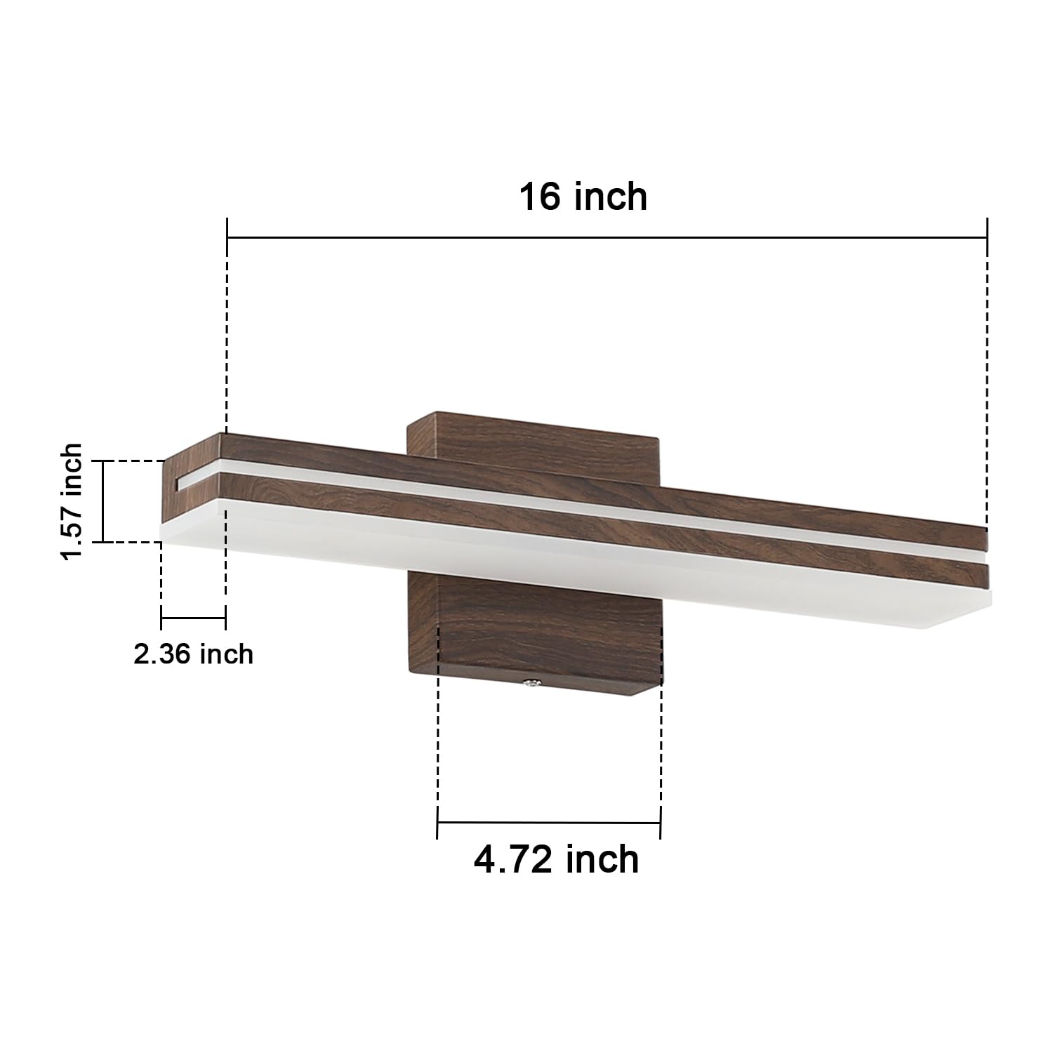 Sinerise 16-Inch Led Modern Bathroom Vanity Light Bar  Brown Modern Acrylic Bathroom Wall Lighting Fixtures Over Mirror (Cool White 6000K)